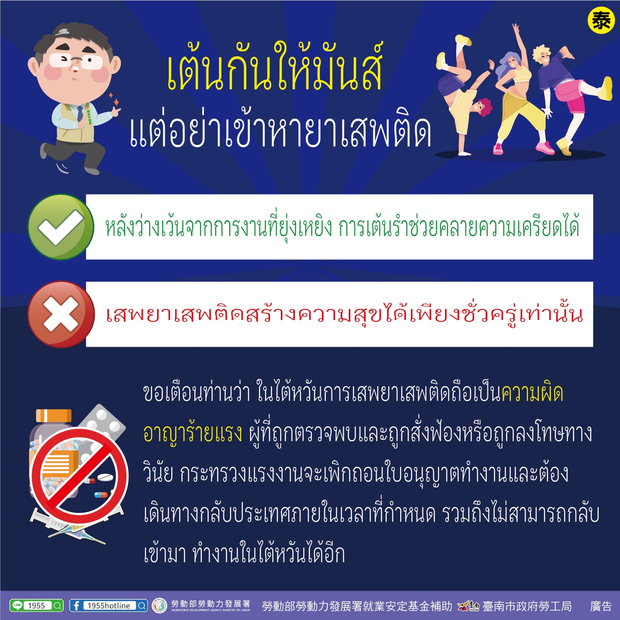 Infographic: Say no to drugs. Consequences of drug use in Taiwan. 拒絕吸毒